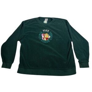 Disney Store Vintage 90's Winnie the Pooh Fleece Sweatshirt Crewneck Green L